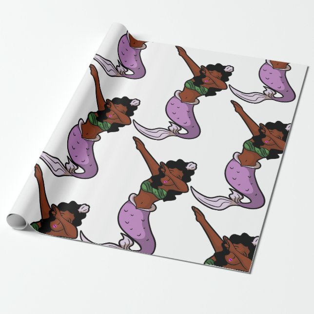 Papel De Regalo sirena de dabbing negro (Desenrollado)