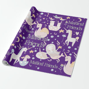 Papel De Regalo Sirena de Narval Unicornio Dragón Pastel Personali