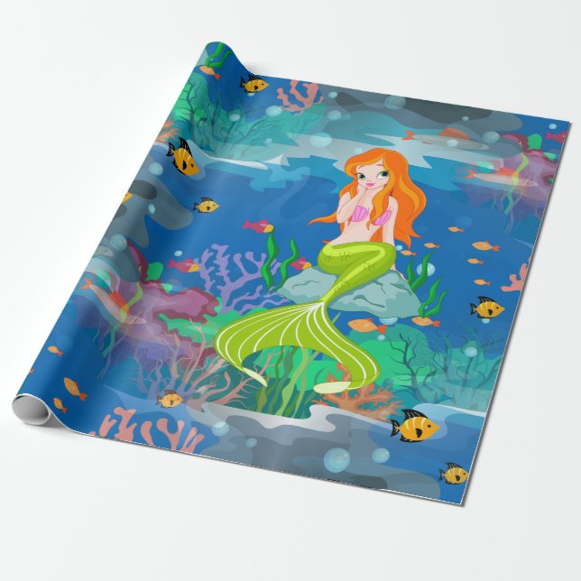 Papel De Regalo sirena de pelirroja (Desenrollado)