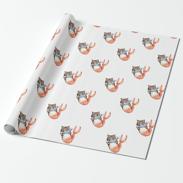 Papel De Regalo Sirena del gato de Purmaid (Desenrollado)