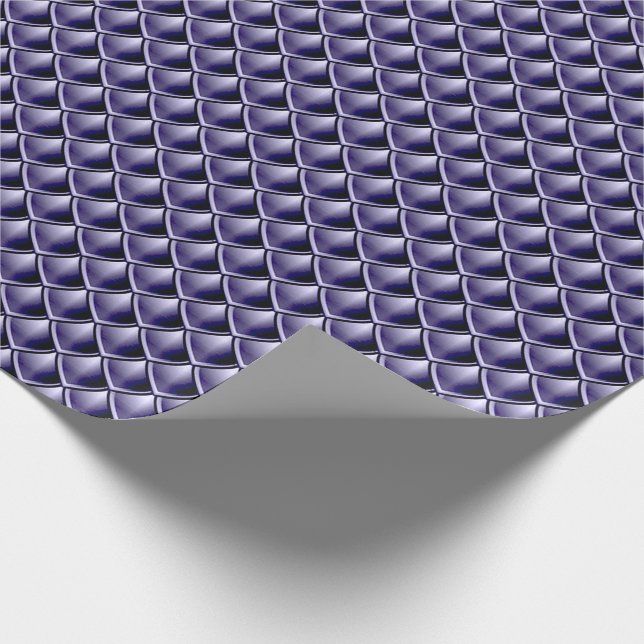 Papel De Regalo Sirena Escala Dragón Cuero Azul Marina Metálica (Esquina)