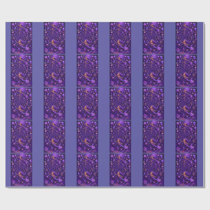 Papel De Regalo Sirena Morada Arte Fantástico en Espiral de Gemas