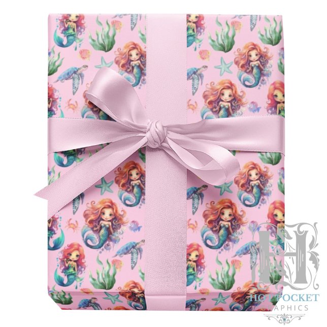 Papel de regalo Sirena Roja en Rosa (Subido por el creador)