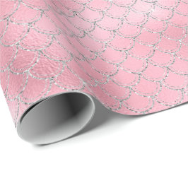 Papel De Regalo Sirena rosa plateada