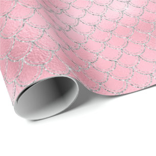Papel De Regalo Sirena rosa plateada