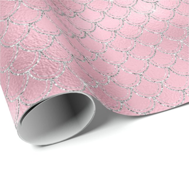 Papel De Regalo Sirena rosa plateada (Esquina del rollo)