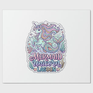 Papel De Regalo Sirena Unicornio Laguna Unicornio Diseño Gráfico Z