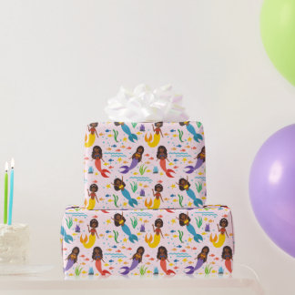 Papel De Regalo Sirenas africanas americanas lindas olas estrella