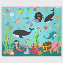 Papel De Regalo Sirenas del color y de la vida marina (MED. /Lg.