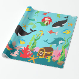 Papel De Regalo Sirenas hermosas y vida marina (MED. /Lg. Imagen)