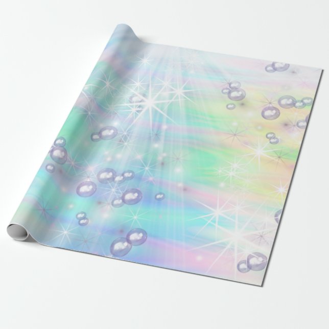 Papel De Regalo Sirenas mágicas de bebé arco iris (Desenrollado)