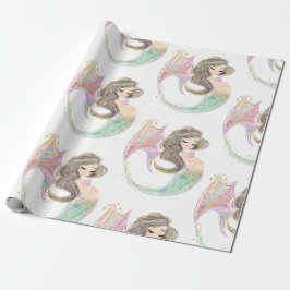 Papel De Regalo Sirenita Baby Shower. Bajo El Mar. Purpurina