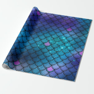 Papel De Regalo Sirenita escarba a Purpurina marina azul rosada mo