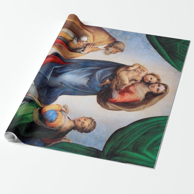 Papel De Regalo Sistine Madonna, Raphael (Desenrollado)