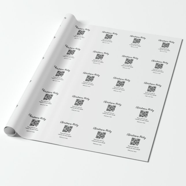 Papel De Regalo Sitio web de fiesta de Navidad simple código de ba (Desenrollado)