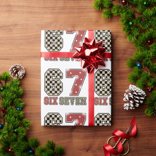 Papel De Regalo Six Seven 67 Meme Xmas Christmas Wrapping Paper (Regalo de vacaciones)