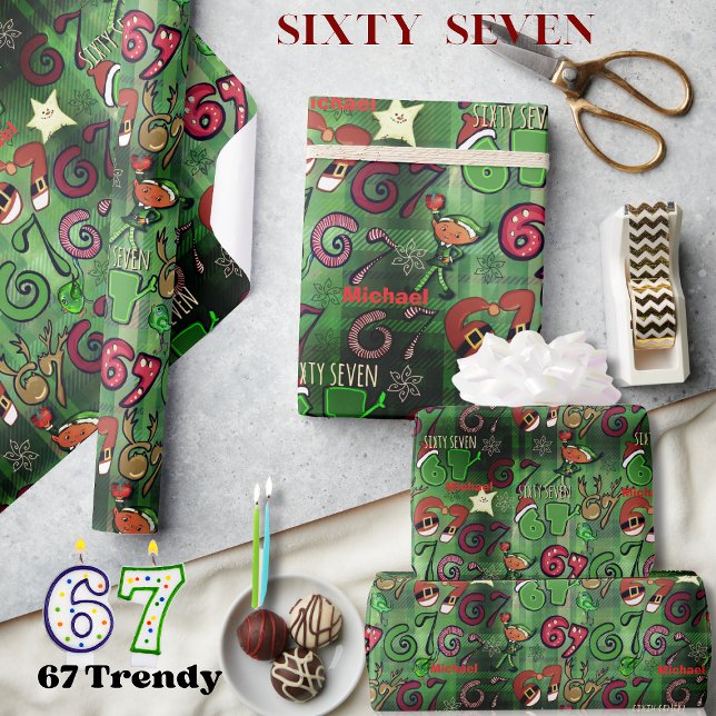 Papel de Regalo Sixty Seven  Moda I Suerte 67 (Trendy Sixty Seven Wrapping Paper I Lucky 67)