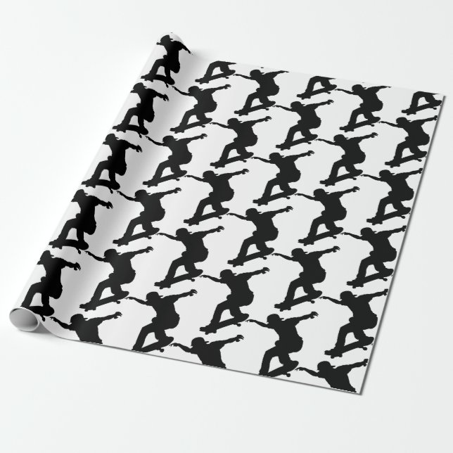 Papel De Regalo Skateboard Skateboarding Skater Fun Silhouette (Desenrollado)