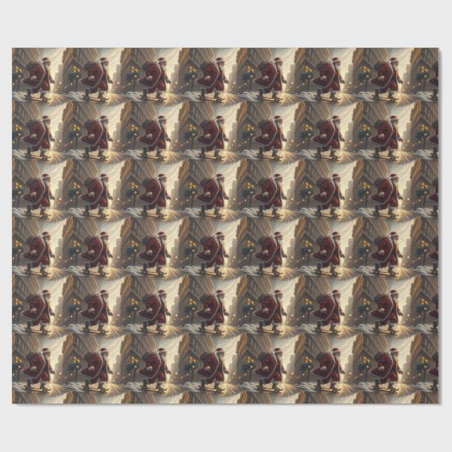 Papel De Regalo Skateboarding Santa Wrapping Paper (Superficie plana)