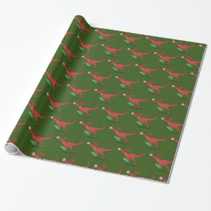 Papel De Regalo Skater de Dinosaur Santa Hat