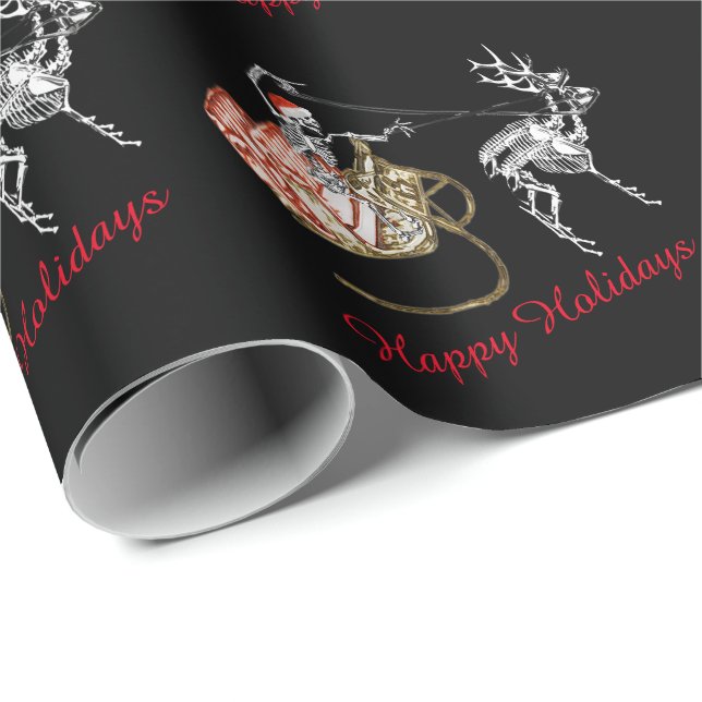 Papel De Regalo SkeleSanta (Esquina del rollo)