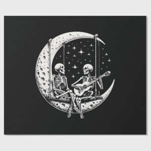 Papel De Regalo Skeleton Couple Moon Guitar