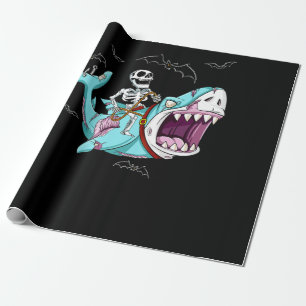 Papel De Regalo Skeleton Riding Zombie Shark Gracioso regalo de Ha