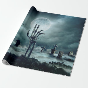 Papel De Regalo Skeleton Zombie Mano Levantándose De Un GraveYard