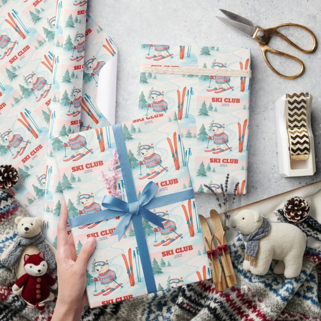 Papel De Regalo Ski Club Après Bébé  Polar Bear  (Ski Club Après Bébé Polar Bear Wrapping Paper)