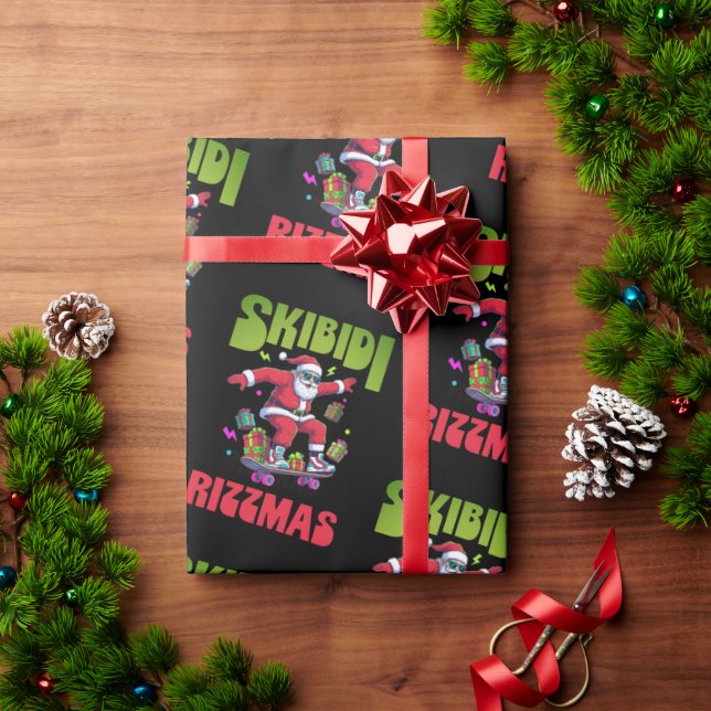 Papel De Regalo Skibidi Rizzmas Santa on his Skate  (Regalo de vacaciones)