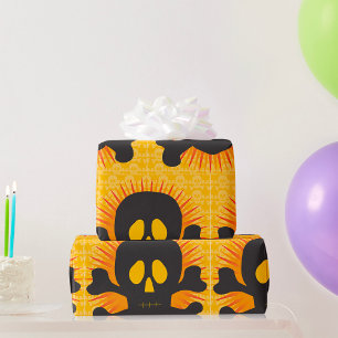 Papel De Regalo Skull Negro Y Crossbone
