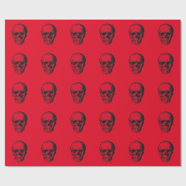 Papel De Regalo Skull Red Pop Art (Superficie plana)
