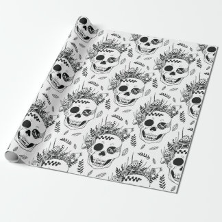 Papel De Regalo Skulls and Mushrooms Halloween cute spooky pattern