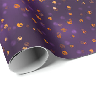 Papel De Regalo Skulls Spooky Bokeh Purple Halloween Pattern