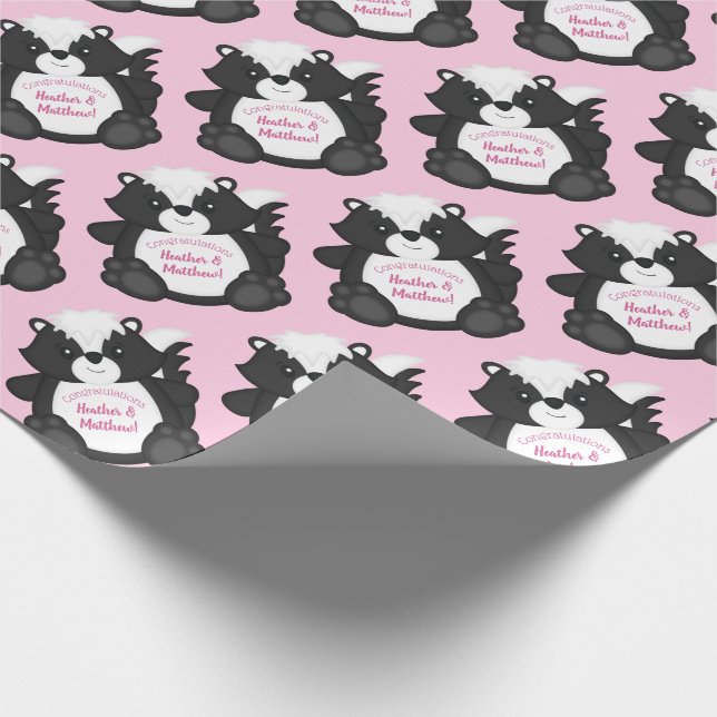 Papel De Regalo Skunk Baby Shower Pink (Esquina)