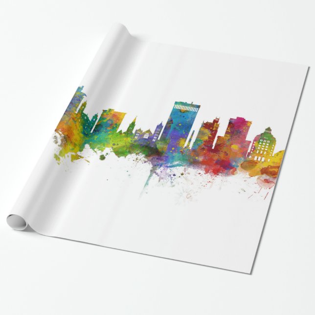 Papel De Regalo Skyline Asheville North Carolina (Desenrollado)