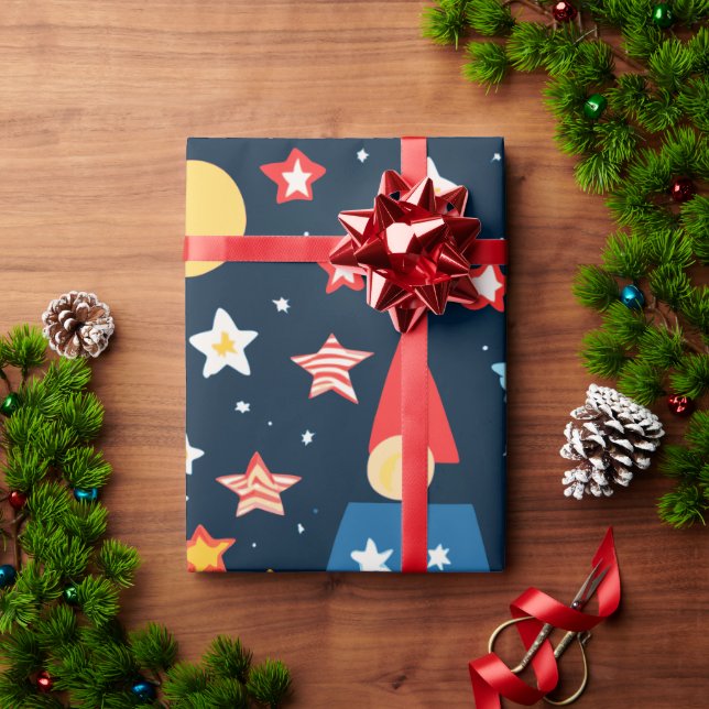 Papel De Regalo Skyline Fireworks Night Sky (Regalo de vacaciones)