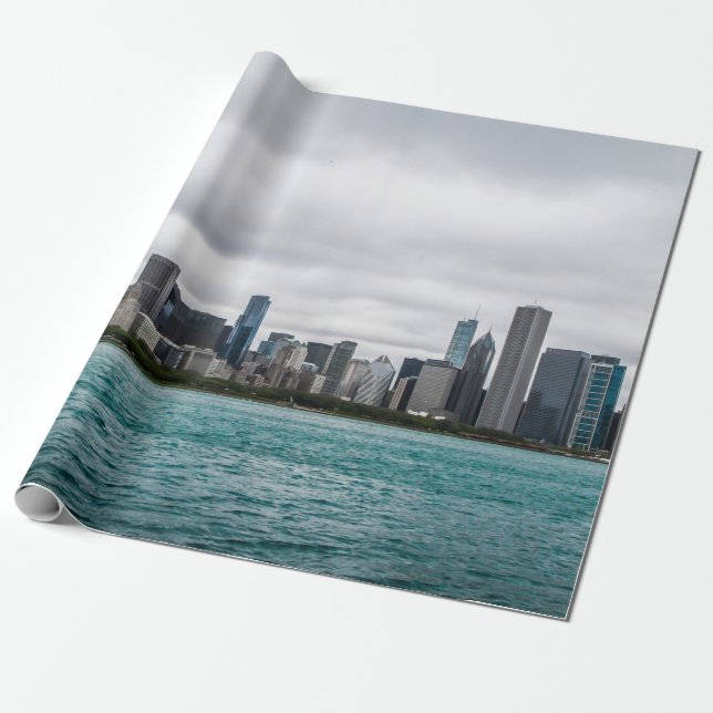 Papel De Regalo Skylinechicago de Chicago, skyline, aerial, arquit (Desenrollado)