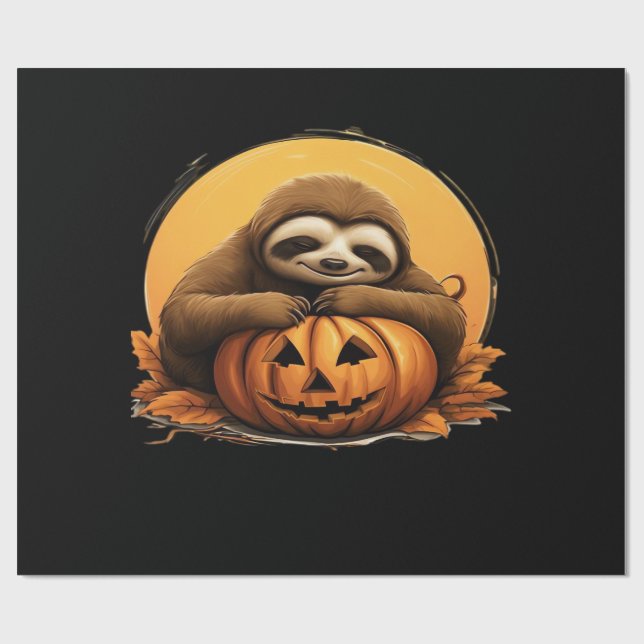 Papel De Regalo Sleeping Sloth and Halloween Pumpkin Classic T-Shi (Superficie plana)