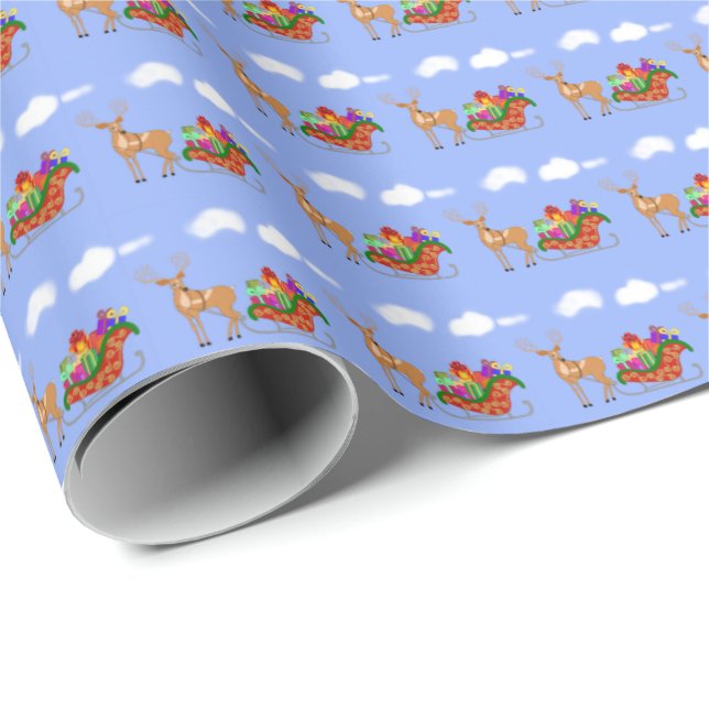 Papel De Regalo Sleigh de Santa (Esquina del rollo)