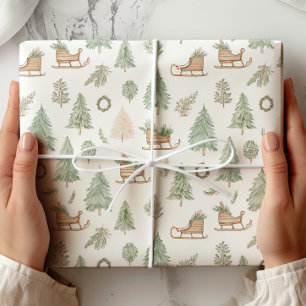 Papel De Regalo Sleigh & Pine Rústico de Woodland