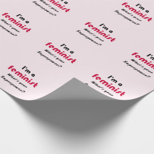 Papel De Regalo Slogan de superpotencia feminista rosa