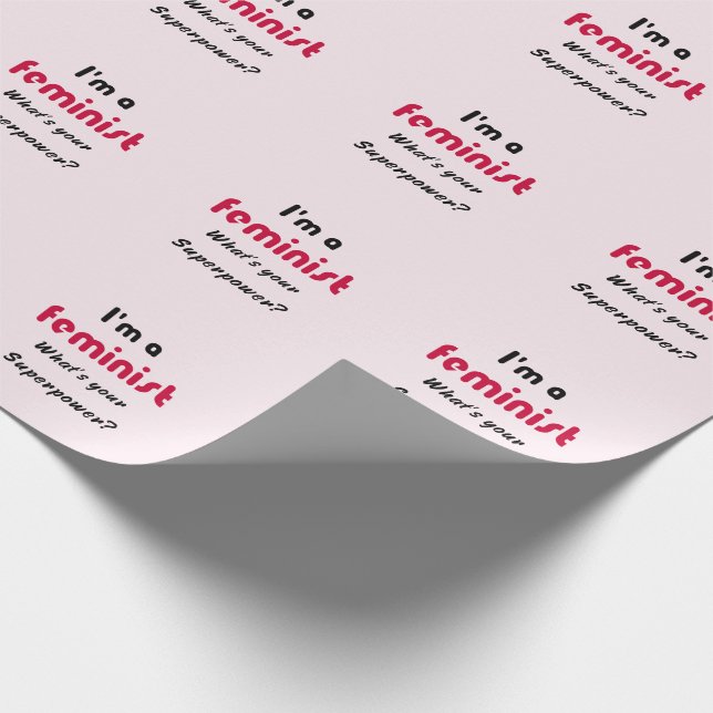 Papel De Regalo Slogan de superpotencia feminista rosa (Esquina)