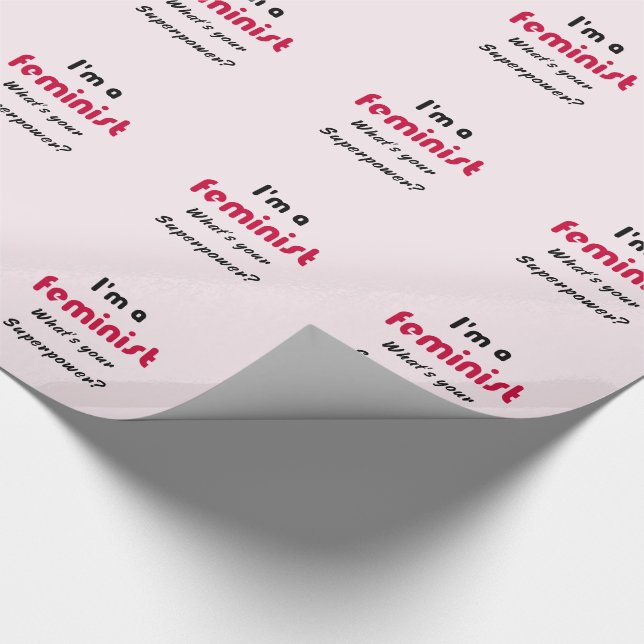 Papel De Regalo Slogan de superpotencia feminista rosa (Esquina)