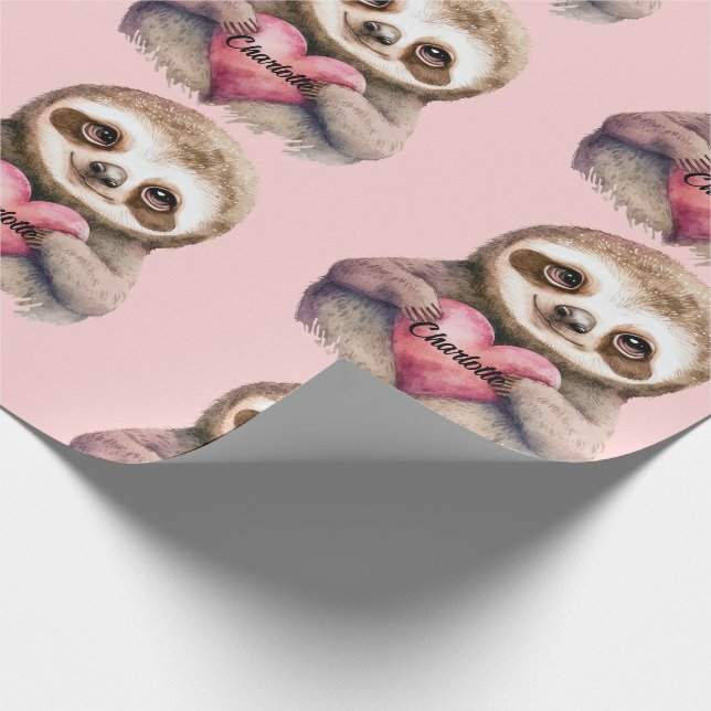Papel De Regalo Slot Heart & Big Eyes Acuarela Añadir nombre (Esquina)