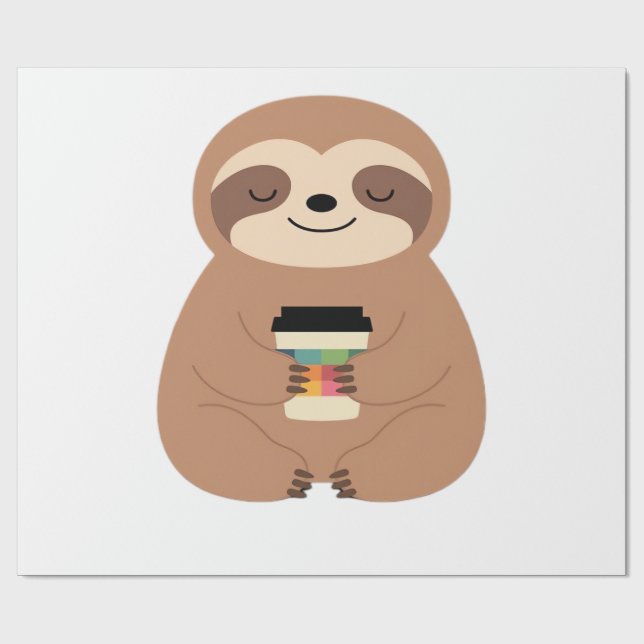 Papel De Regalo Sloth Coffee Time Classic T-Shirt (Superficie plana)