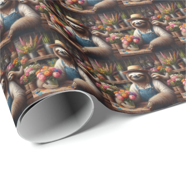 Papel De Regalo Sloth Florist (Esquina del rollo)