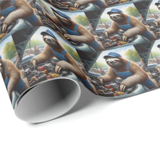 Papel De Regalo Sloth Mechanic (Esquina del rollo)