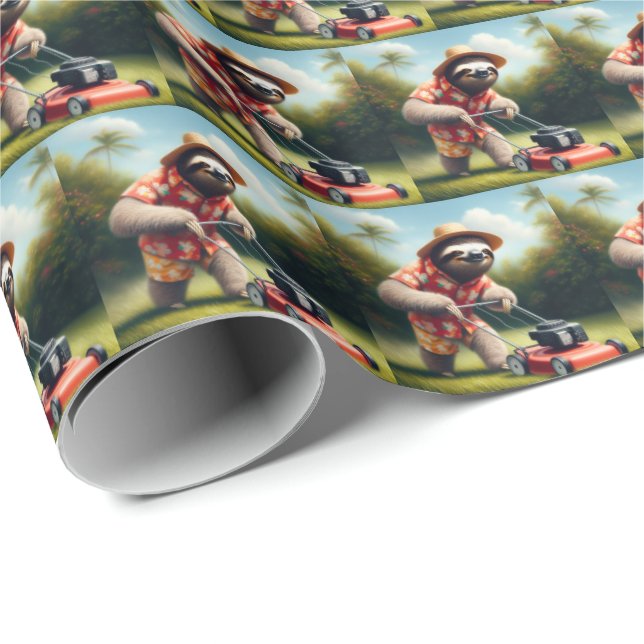 Papel De Regalo Sloth Mowing Lawn (Esquina del rollo)