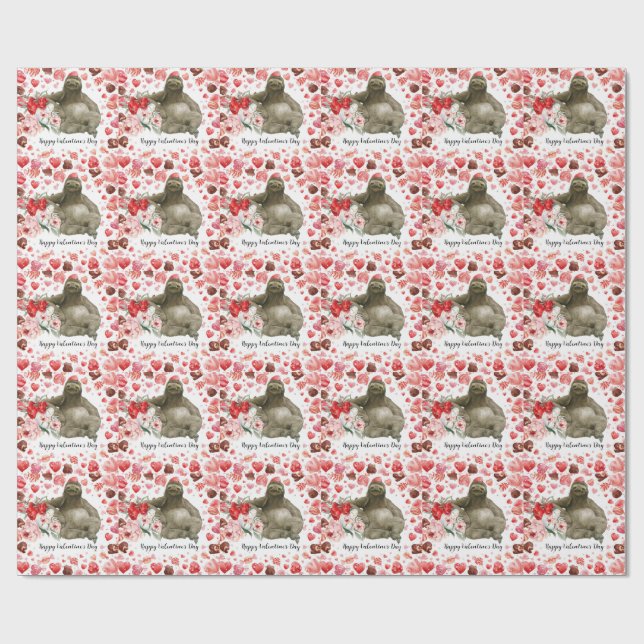 Papel De Regalo Sloth on Valentine's Day  (Superficie plana)
